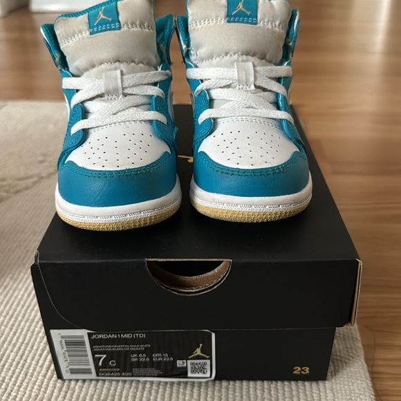 Jordan 1 mid Aquatone / celestial gold white 7c - Picture 2 of 6